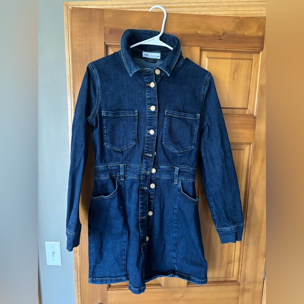 Zara denim dress in dark denim blue.